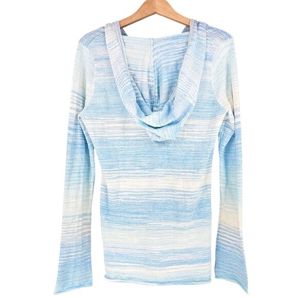 PRANA Gemma Hooded Pullover Sweater in Sky Blue & White Organic Cotton Size XL - Picture 6 of 8